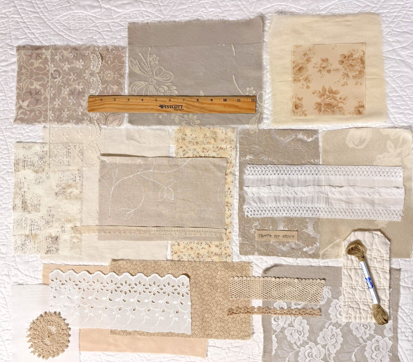 Slow Stitch Maker Neutrals Bundle – Vintage Fabric & Lace