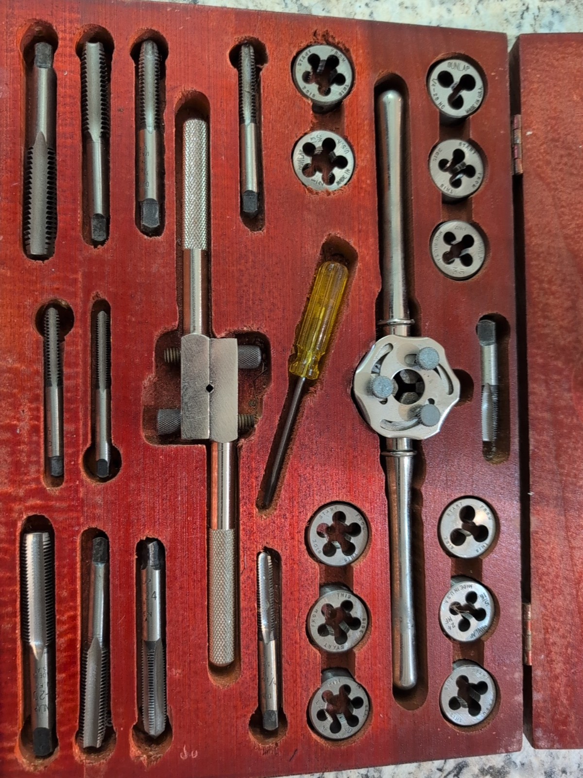 Vintage Dunlap Tap and Die Set Complete in Wood Box Case #5451