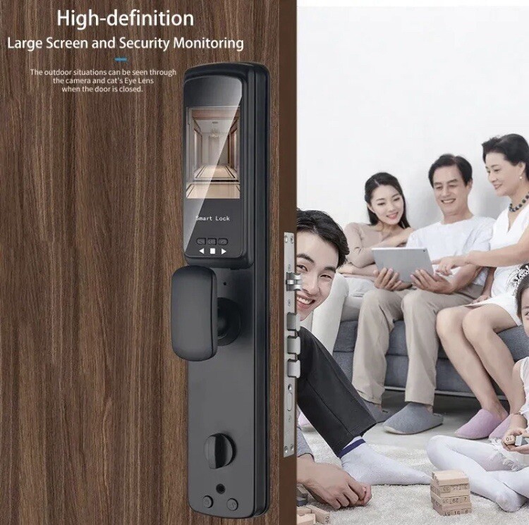 3D Face Smart Door Lock Security Camera with Fingerprint Password Keypad New