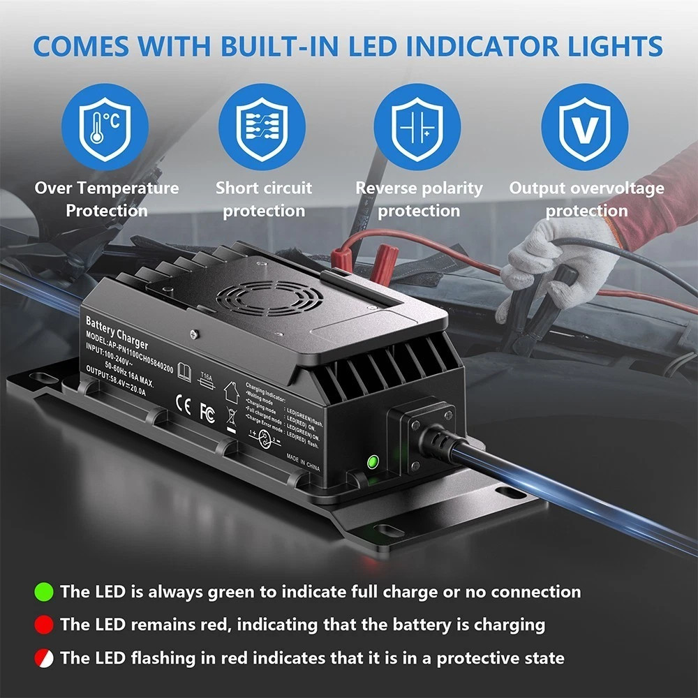 48V 100Ah LiFePO4 Lithium Battery Bluetooth BMS with Charger For Solar Camp RV