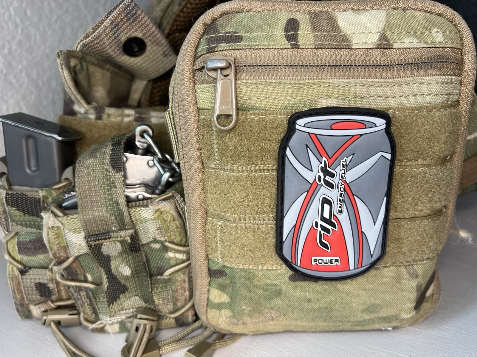 RIP IT Energy Drink PVC Military Morale Patch Military Deployment Patch, Veteran