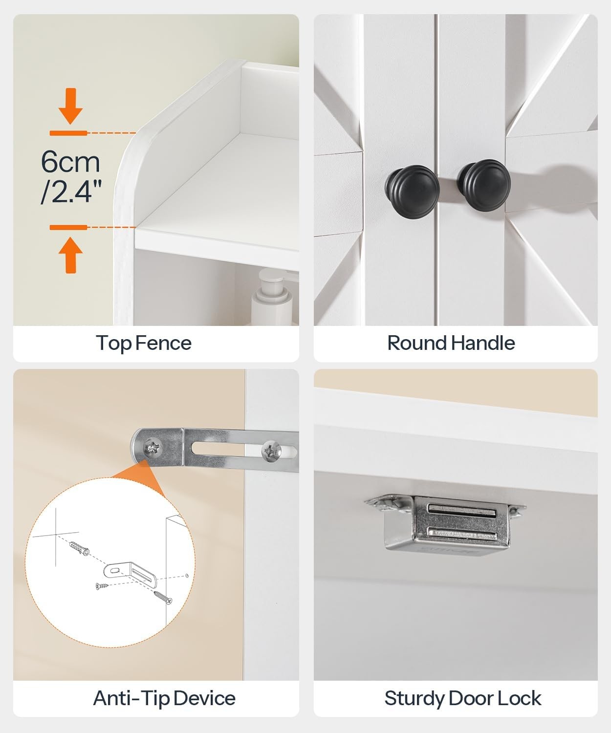 HOOBRO Over The Toilet Storage Cabinet Farmhouse Bathroom Storage Organizer