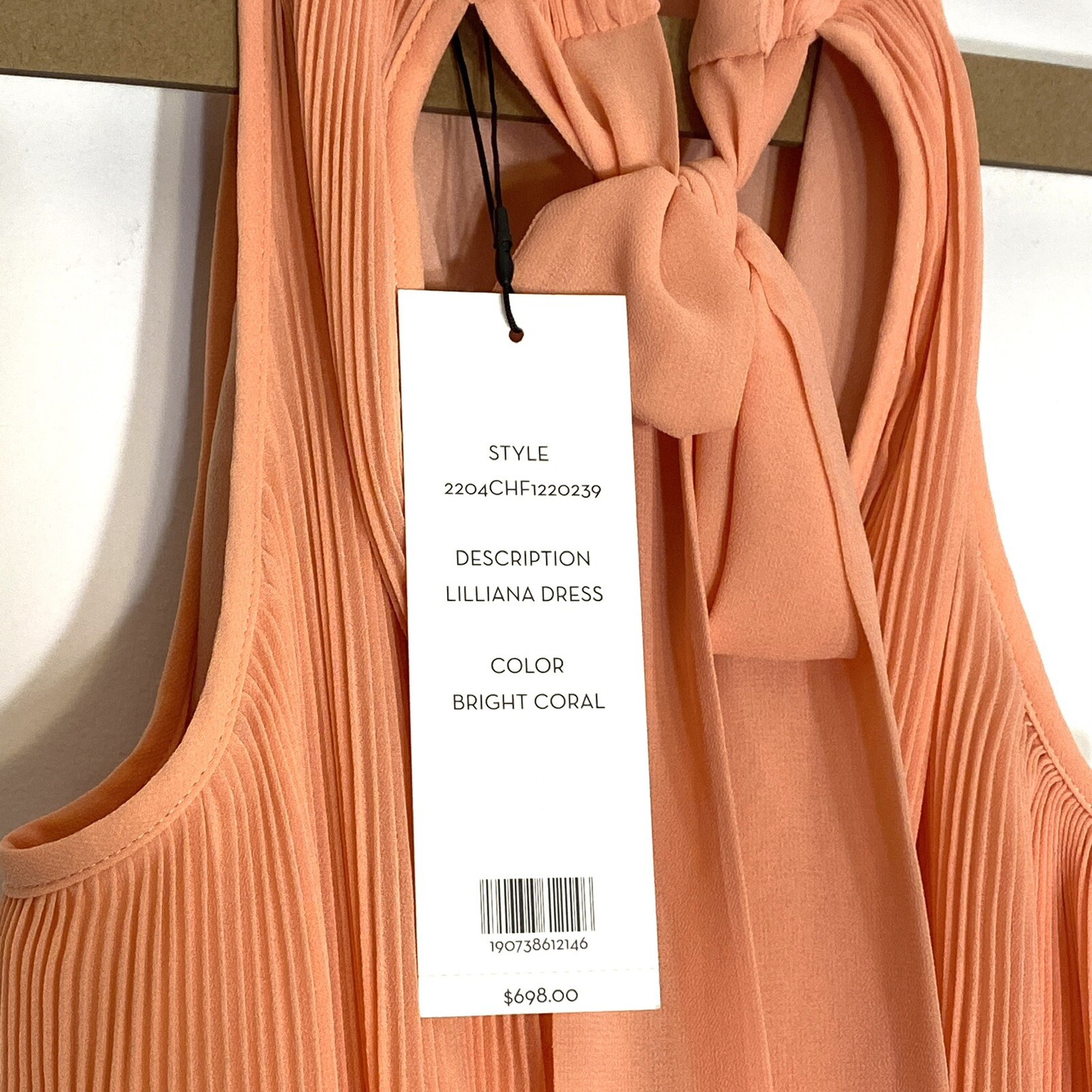 VERONICA BEARD Lilliana Long Pleated Maxi Dress Coral Pink (MSRP $698)