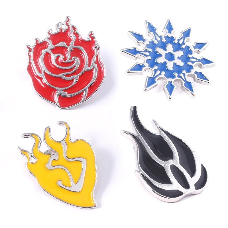 RWBY Metal Enamel Pins Ruby Rose Yang Blake Weiss Buttons Badge Bumblebee Brooch