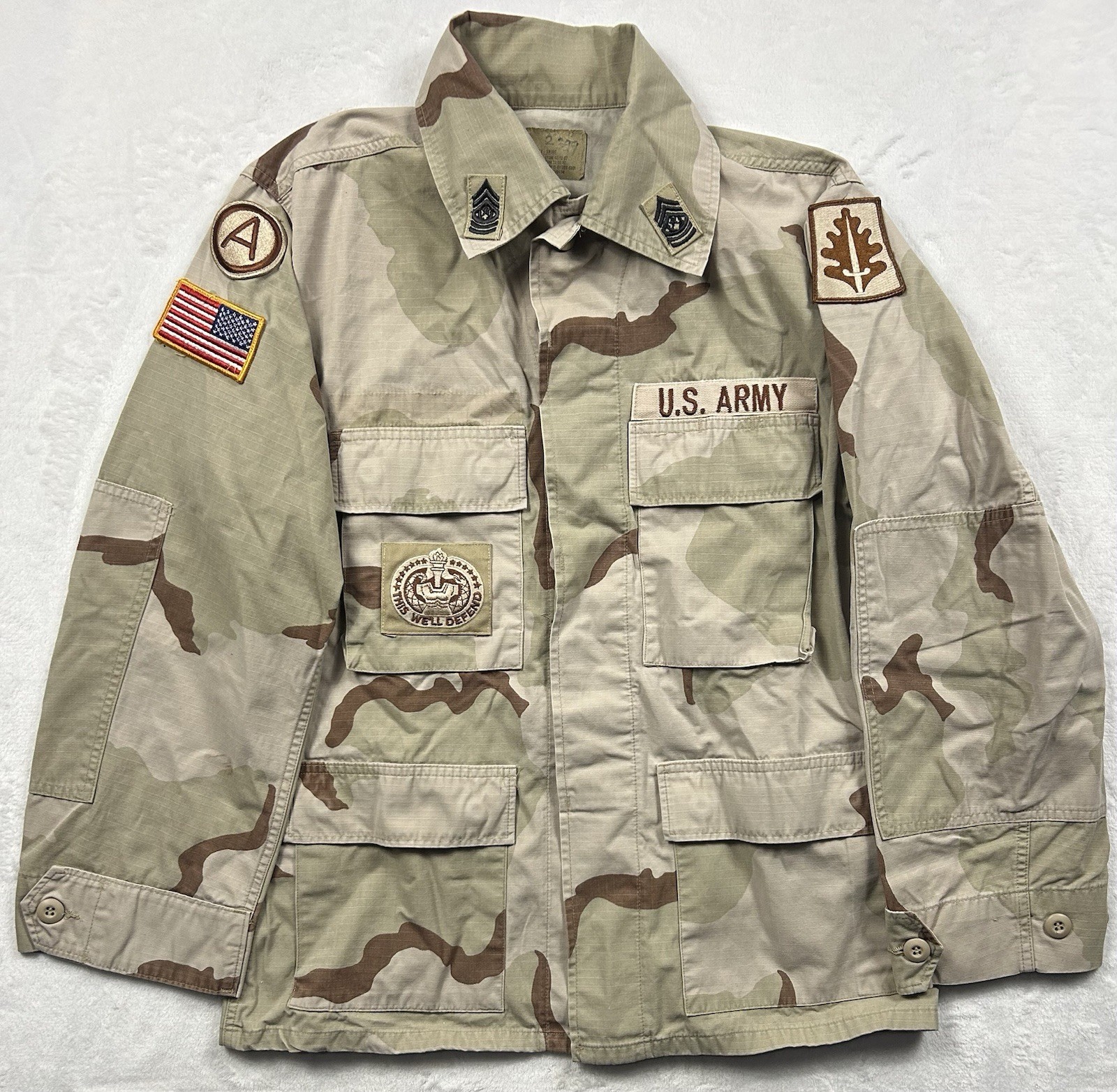 US Army Coat Desert Camouflage Pattern Combat Patches Small Short Vintage 1997