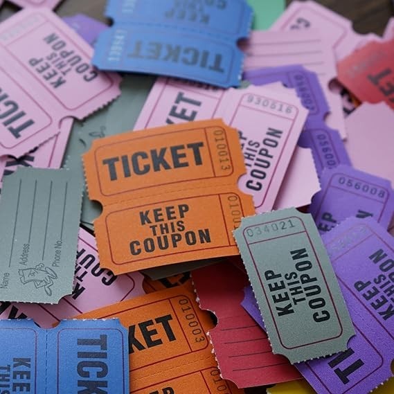 Yuanhe Carnival Double Raffle Tickets Roll 8 Colors of 2000 Tickets for Events