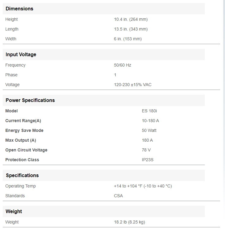 ESAB Miniarc Rogue ES 180I DC Stick/TIG Welder (0700500070)