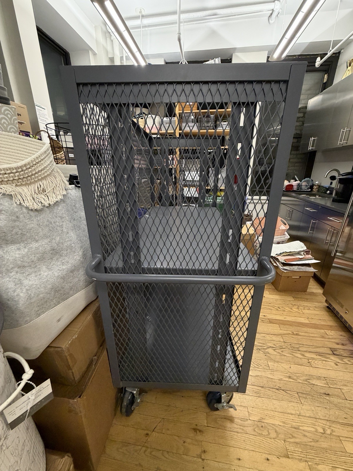 Heavy Duty Metal Mesh Utility Cart with Wheels and Two Shelves