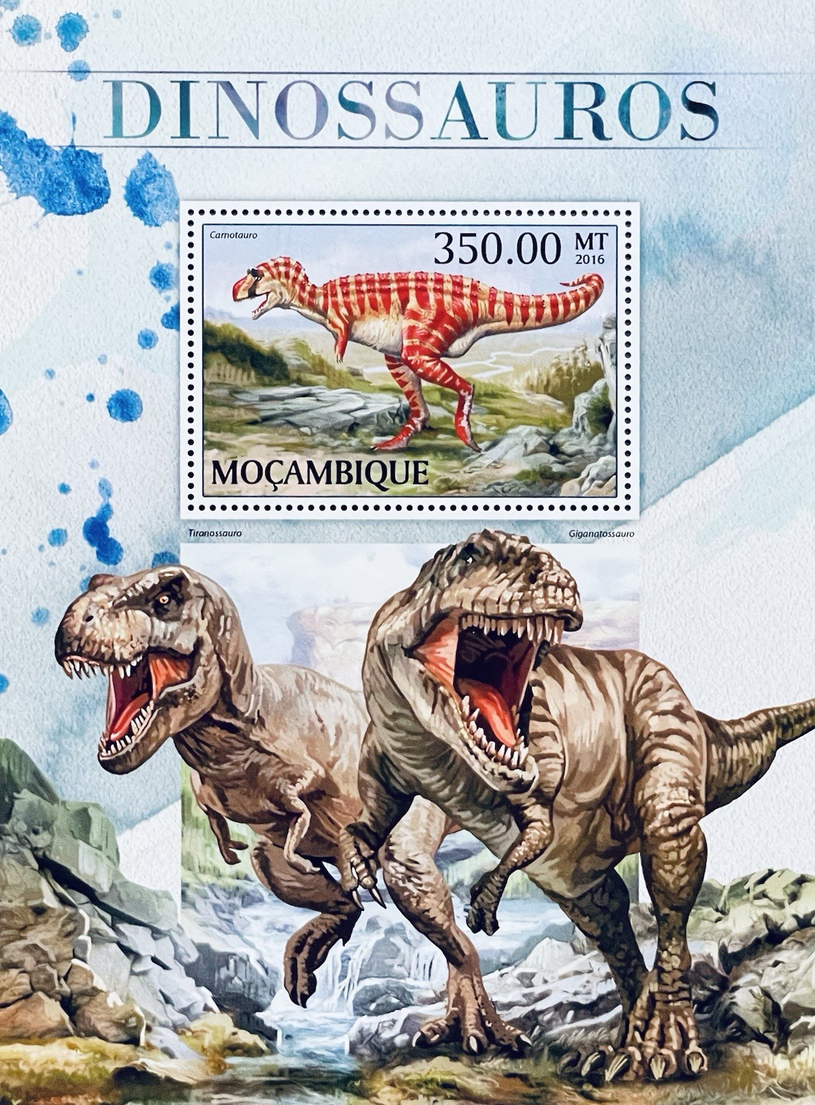 MOZAMBIQUE DINOSAUR STAMPS 2016 MNH PREHISTORIC ANIMALS TYRANNOSAURUS DINOSAURS