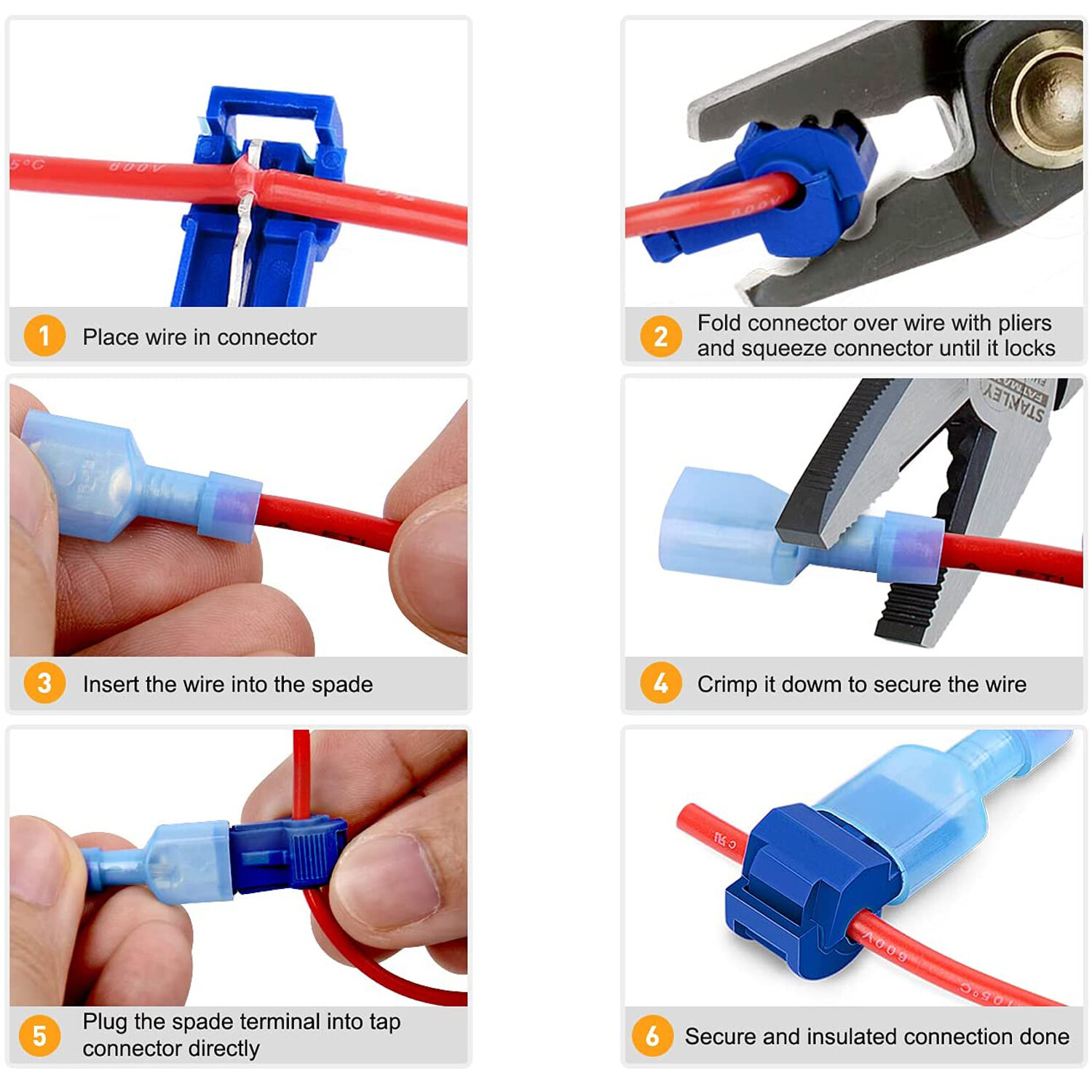 240/60pcs T-Taps Wire Connectors Quick Splice Terminals Insulated Crimp Cable