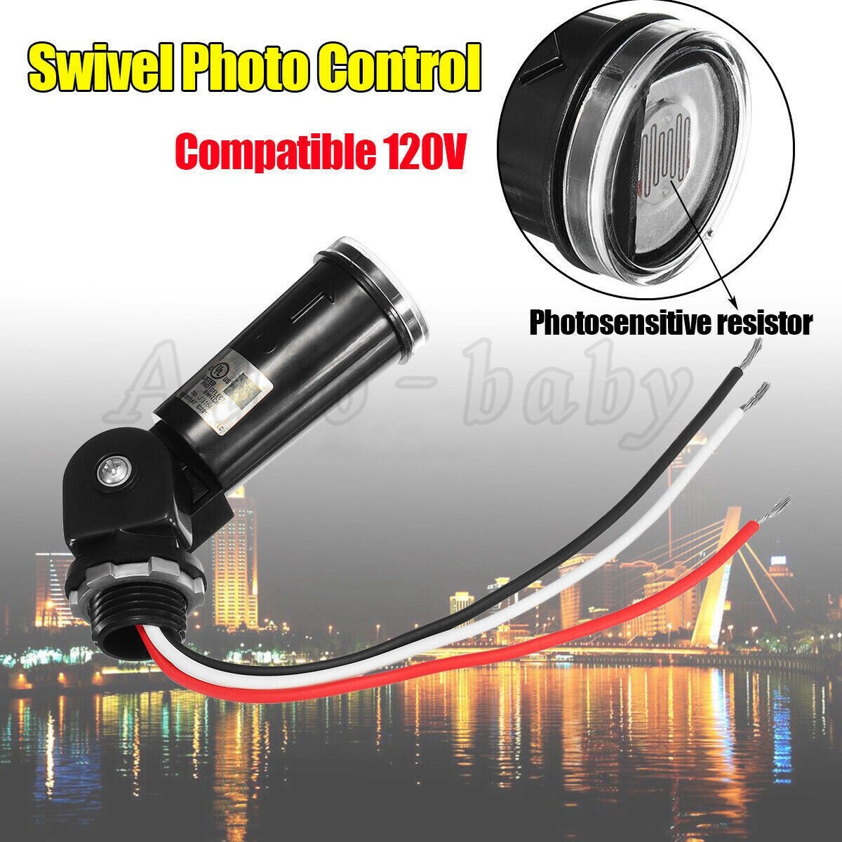 LED 120V Dusk To Dawn Outdoor Swivel Photo Cell Light Control Photocell Sensor