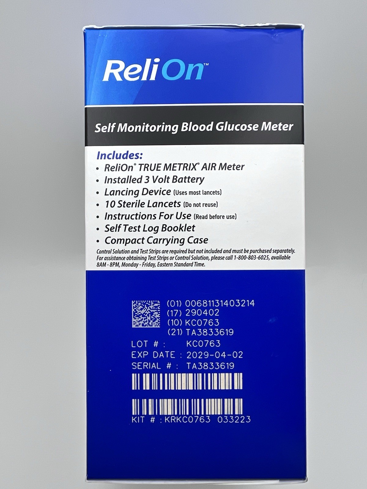 New Reli On TRUE METRIX Air Self-Monitoring Blood Glucose Meter Bluetooth Smart