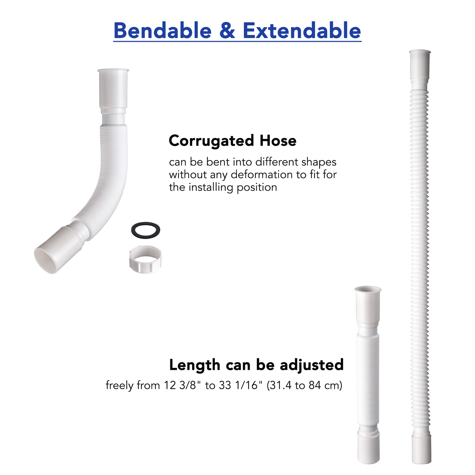 Wash Basin Drain Hose Kit Extendable Drainpipe Shampoo Bowl Accessory for Salon