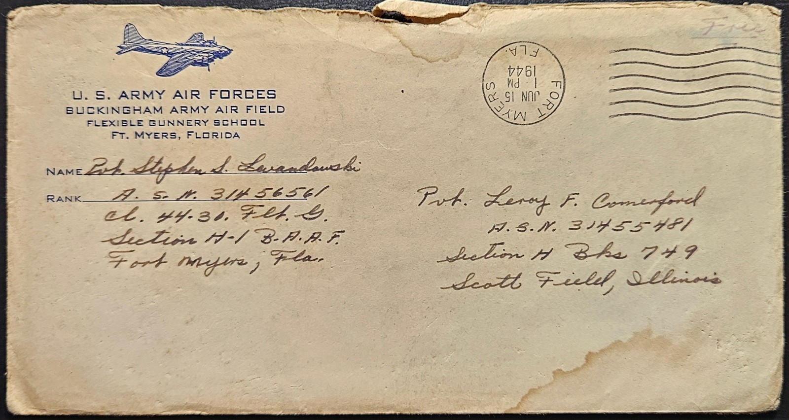 Fort Myers FL WWII Flexible Gunnery School B-17 Flying Fortress 1944 Read Desc