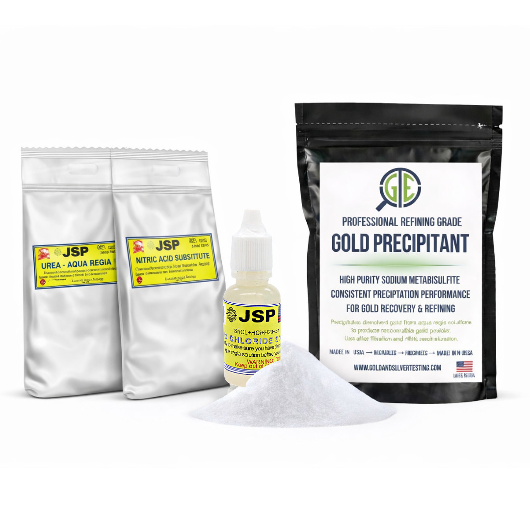 Gold Recovery Refining Kit Aqua Regia Urea Sodium Metabisulfite Stannous Test