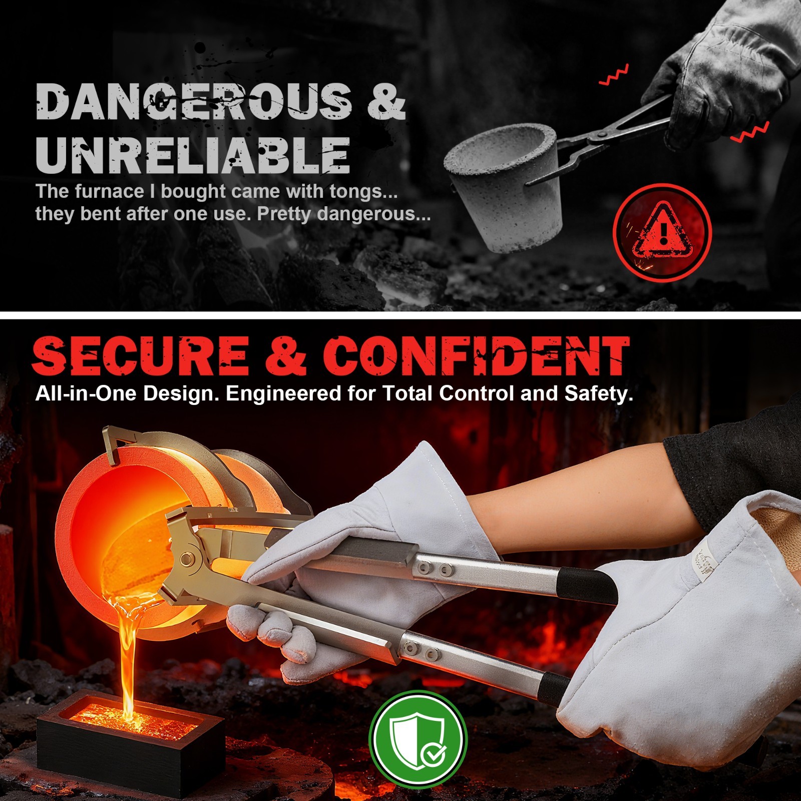 6kg Crucible Tongs Set for Melting Metal, Lifting & Pouring Tongs