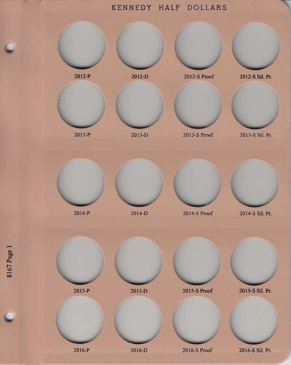 Dansco Coin Album For US Kennedy Half Dollars w/ Proofs 2012-2026 New Model 8167