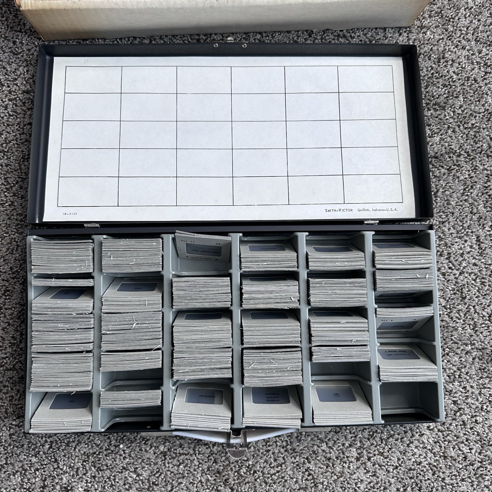 Vintage 1962 Case Of Optomology Eye Doctor Vision Word Slides EUC