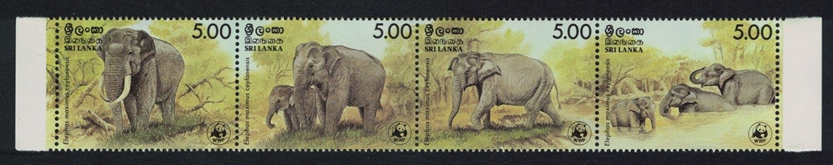Sri Lanka Sri Lanka Wild Elephant 4v Strip 1986 MNH SG#951-954