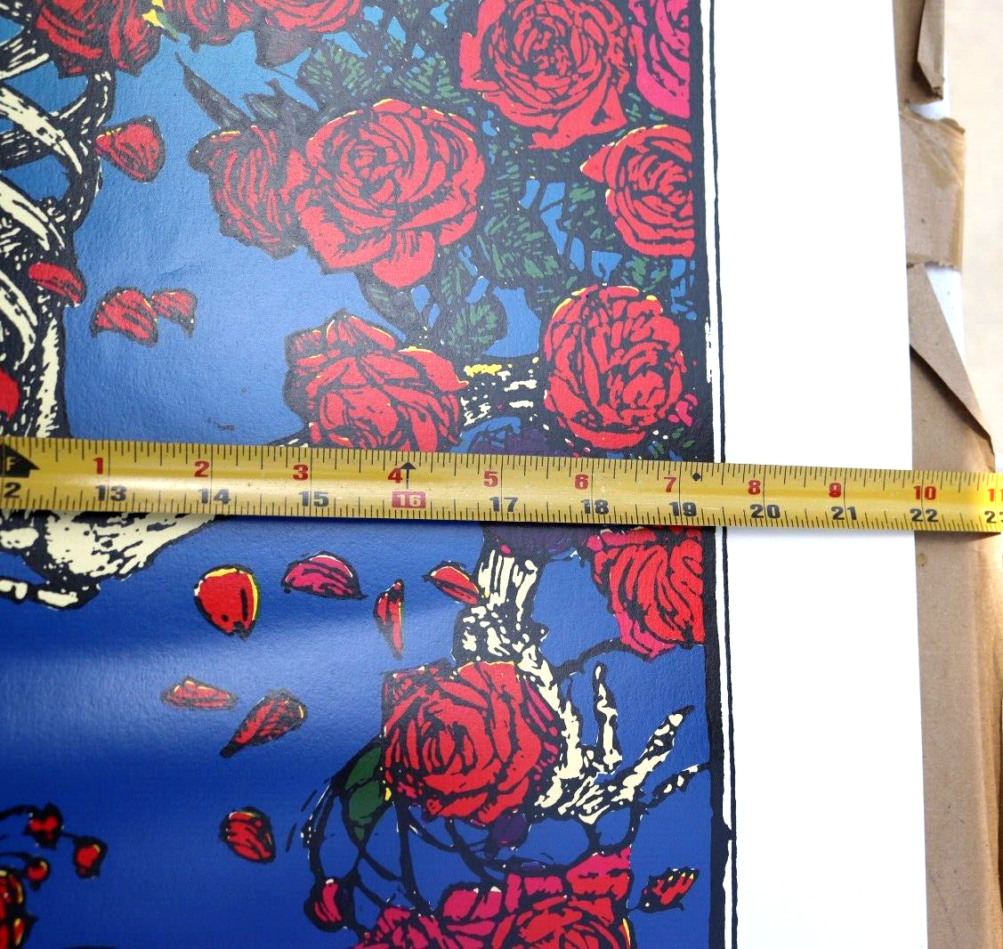 GRATEFUL DEAD SKELETON & ROSES POSTER PRINT ART SIGNED STANLEY MOUSE 29x22"