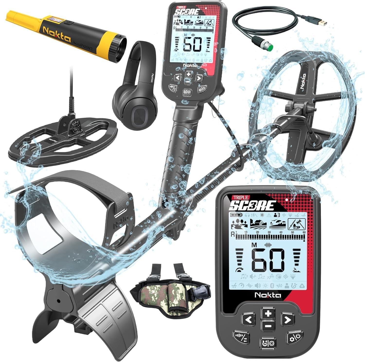 Nokta Score 3 Pro Pack Metal Detector 11000808 + Accupoint Pinpointer + Holster