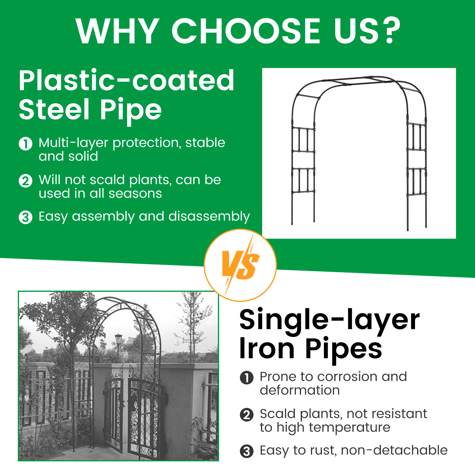 NAIZEA Garden Arch Trellis 87"H x 79" L Garden Arch Arbor Trellis Plant Climbing