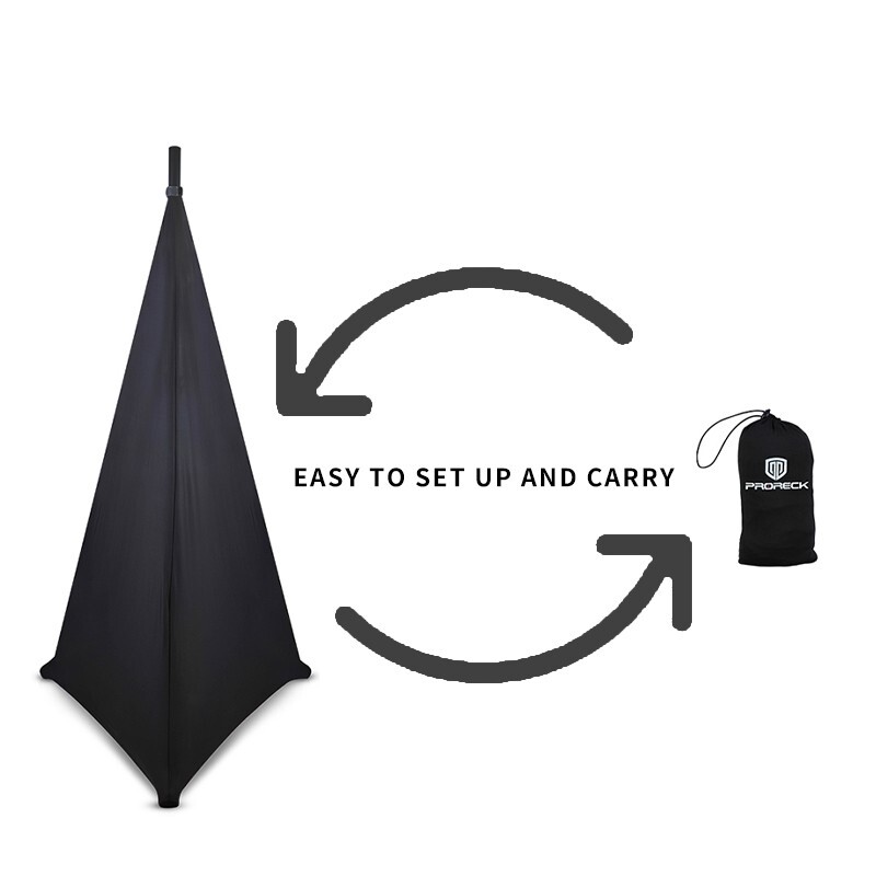 PRORECK Speaker Stand Cover Tripod Stand Skirt Skrim 360 Degree Cover Black x 2