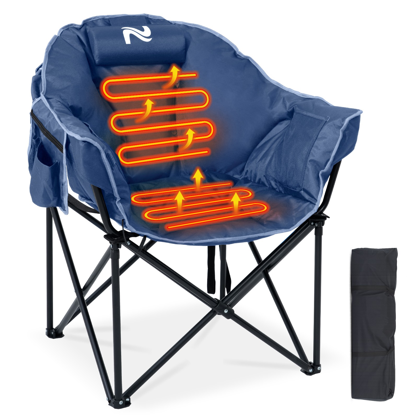 H&ZT Oversized Heated Camping Chair for Adult Heavy Duty Moon Saucer Lawn Chair