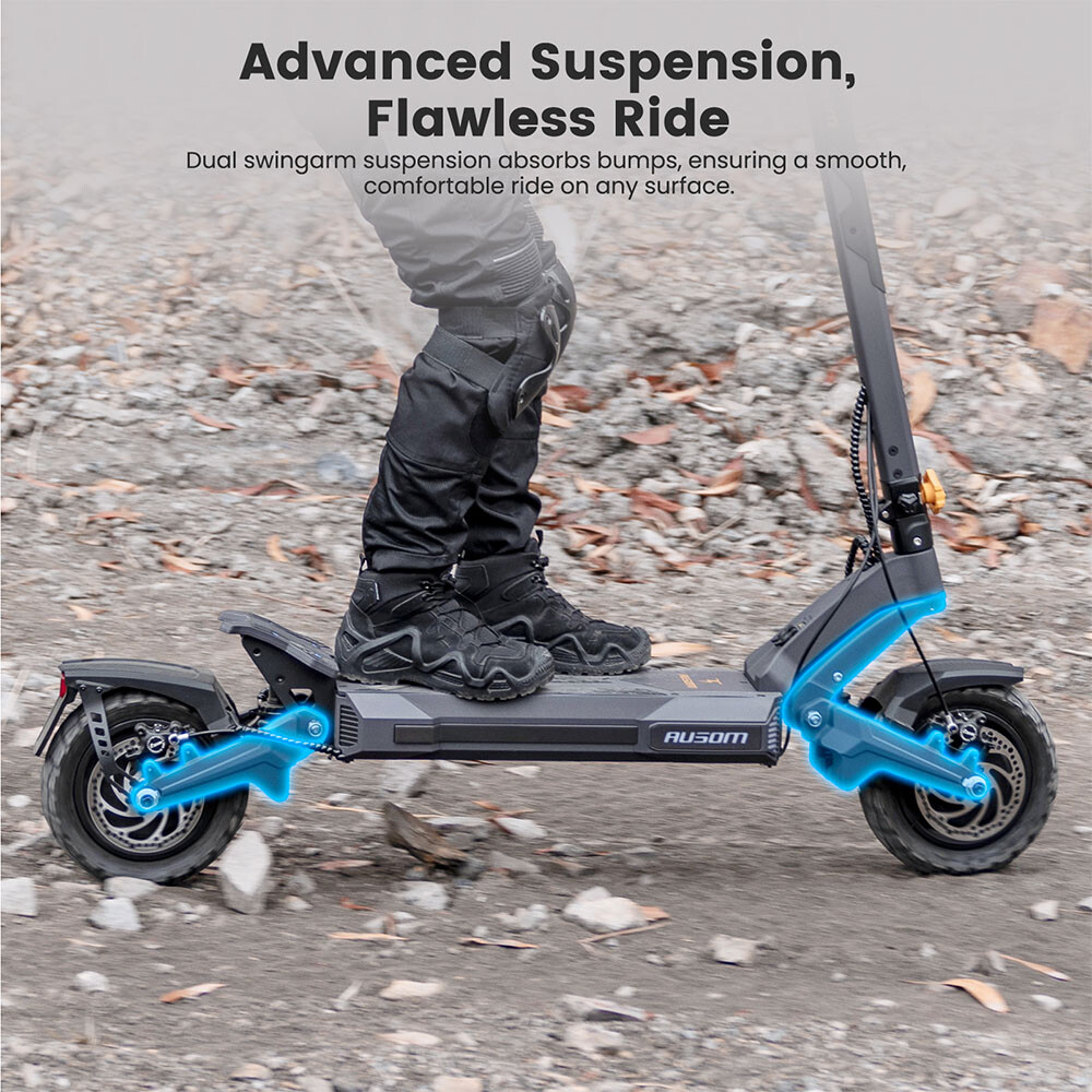 Ausom DT2 Pro Adult Electric Scooter,2*1100W Motor,115km Max Range,10*3.0in Tire