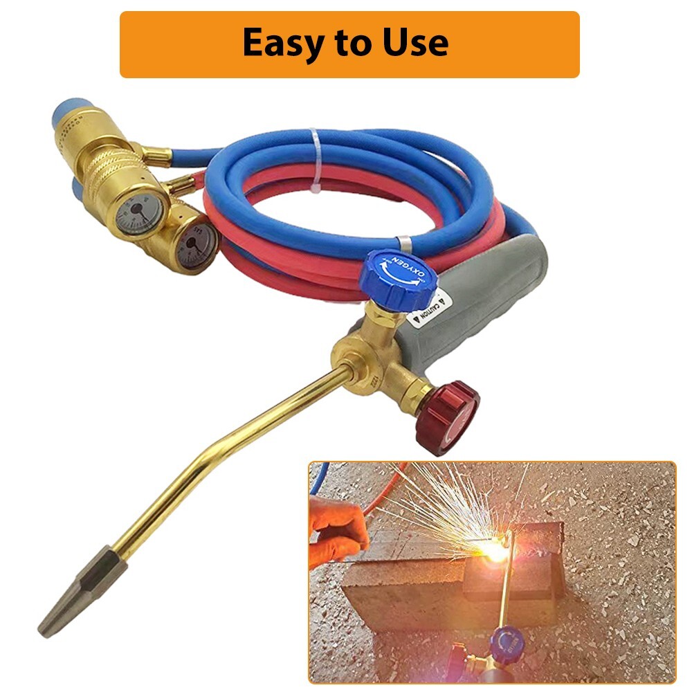 Oxygen MAPP Torch Kit W/ Pressure Meter W/ Tank Support, Glasses And Flint Spark