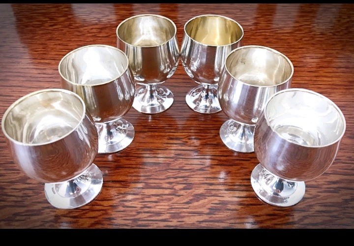 Vintage Cordial Silverplate Set With Tray And Glass Cover - Ruby & Sons Jewelers