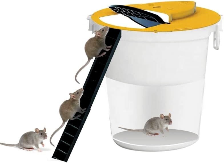 HUMANE Mouse-Rat-Rodent Trap "Flip & Slide" 5 Gallon Bucket Lid Multi Catcher