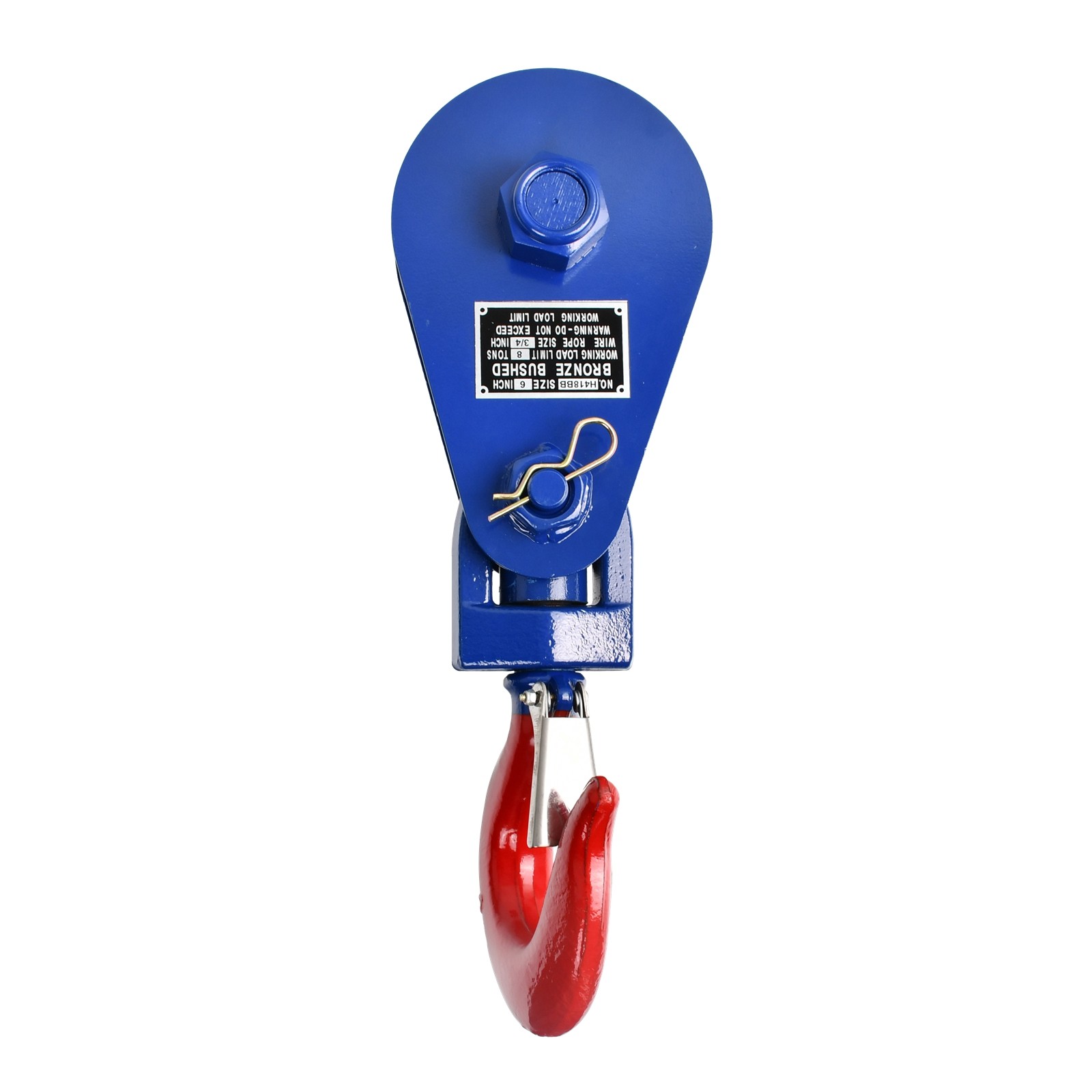 8 Ton Snatch Block 6" Sheave 3/4" Wire Rope + Swivel Hook For Wrecker Roll Back