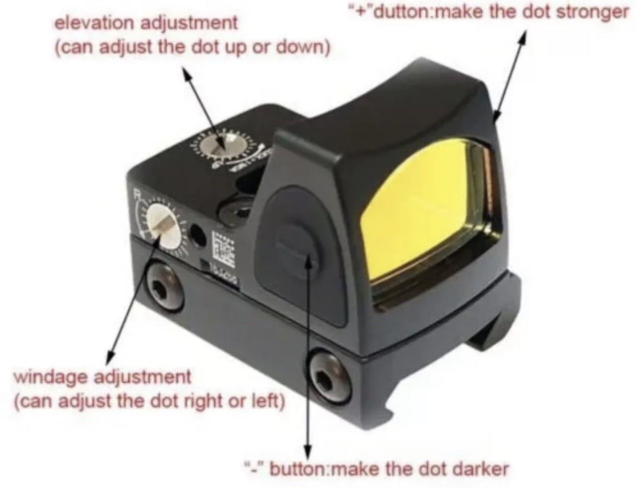 Red Dot Tactical RMR Reflex Sight Scope for Pistol Glock 17 19 W/20mm Mount Logo