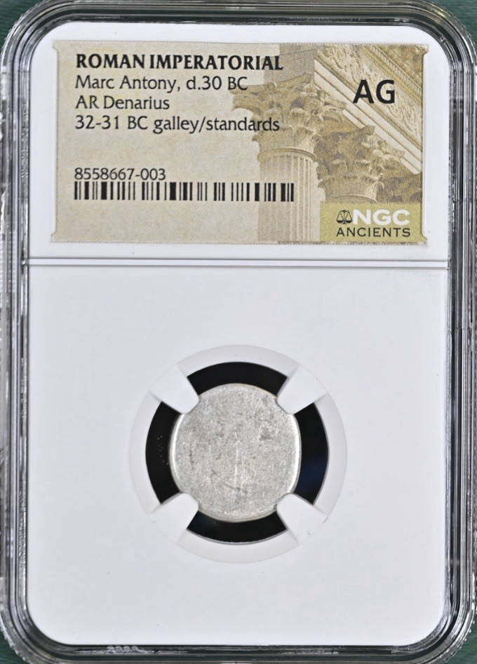 Marc Antony 30BC Silver Denarius Roman Imperatorial Legion NGC Graded Certified