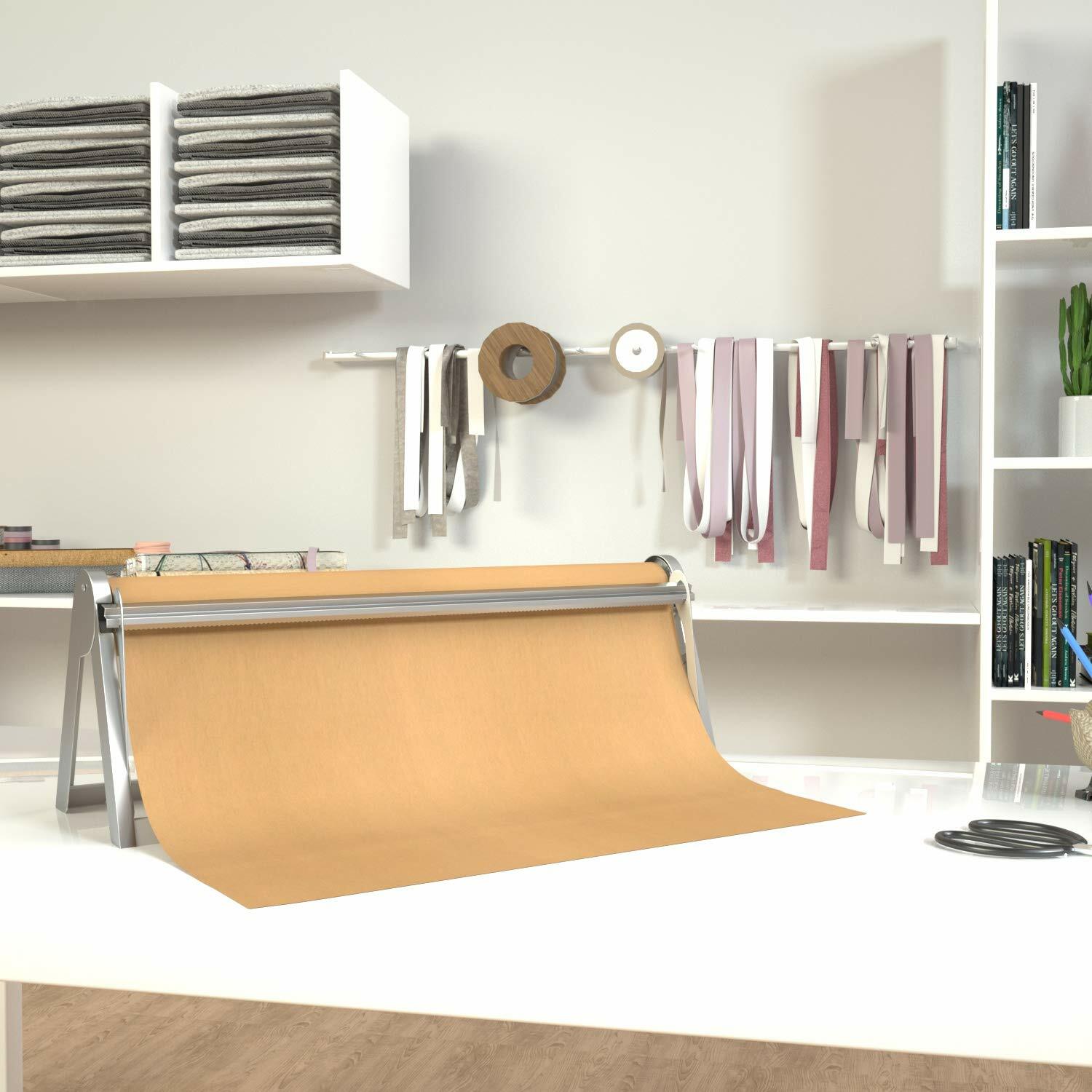 HFS(R) 18” Wall Mounted or Table Top Kraft Paper Roll Holder for Office, Kitchen