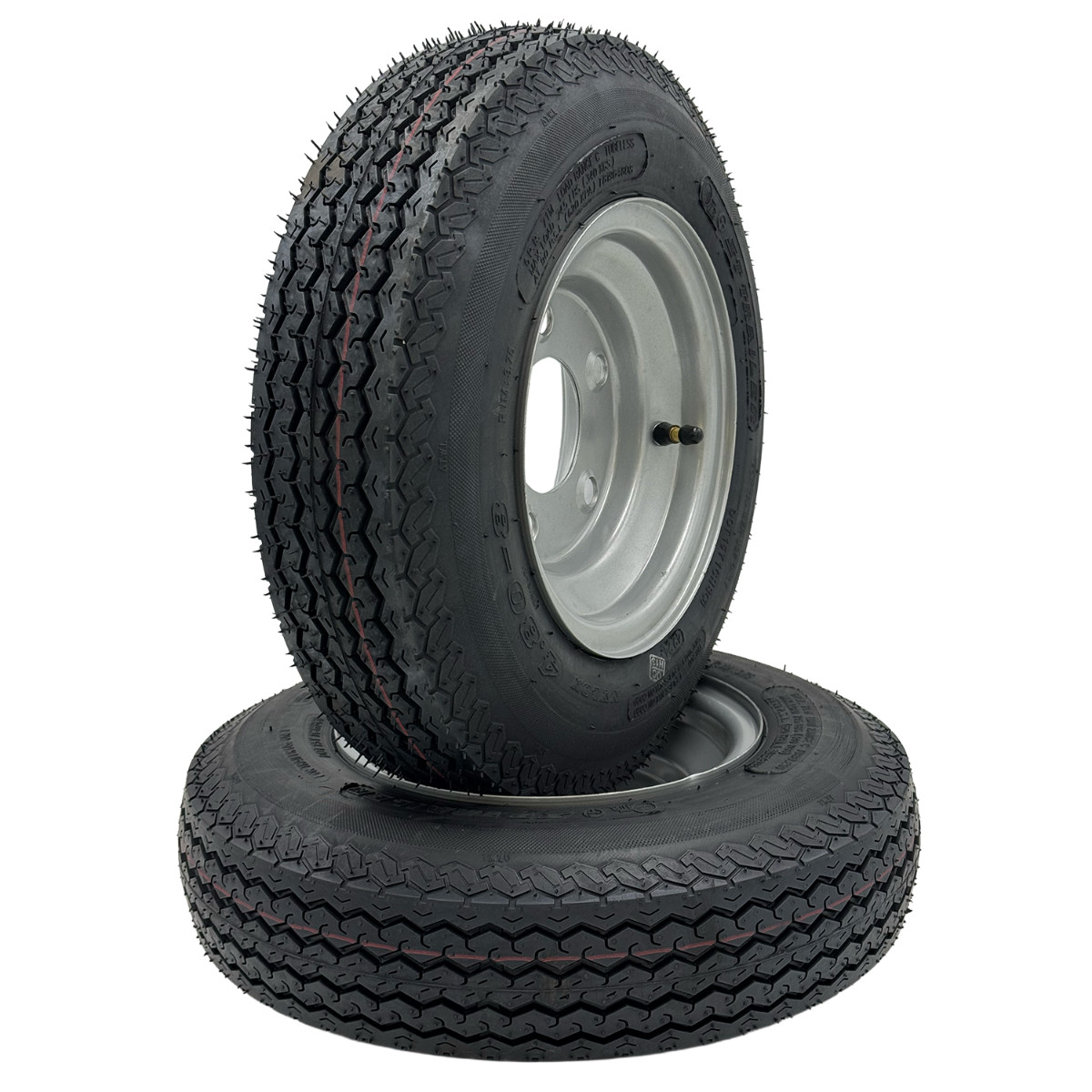 Set of 2 - 4.80x8 6 Ply Trailer Tire Assembly (16")