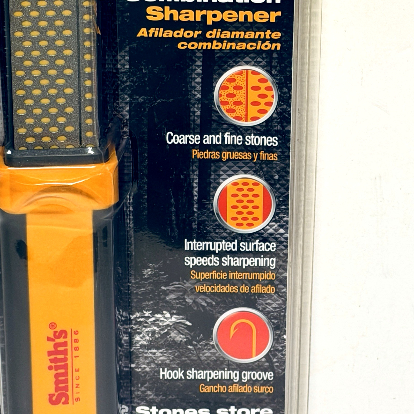 Smith's DCS4 Diamond Combination Sharpener 4" Coarse Fine Grits Hook Sharpener