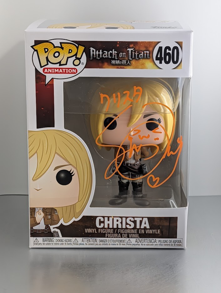Shiori Mikami JVA Signed Auto Funko Pop #460 Christa Attack on Titan JSA Orange