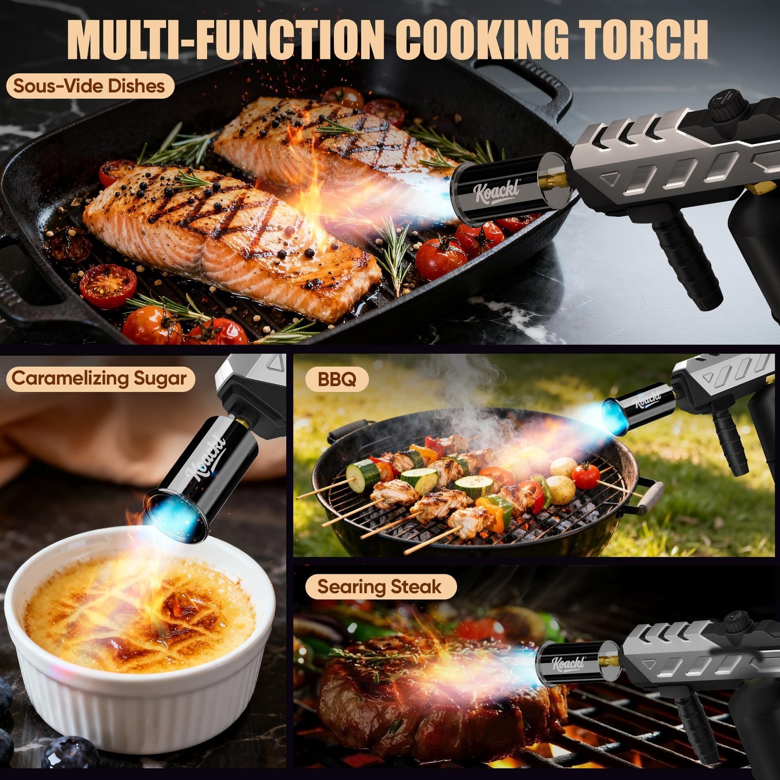 Powerful Propane Torch, Blow Torch with Adjustable Flame, Flamethrower Kitchen