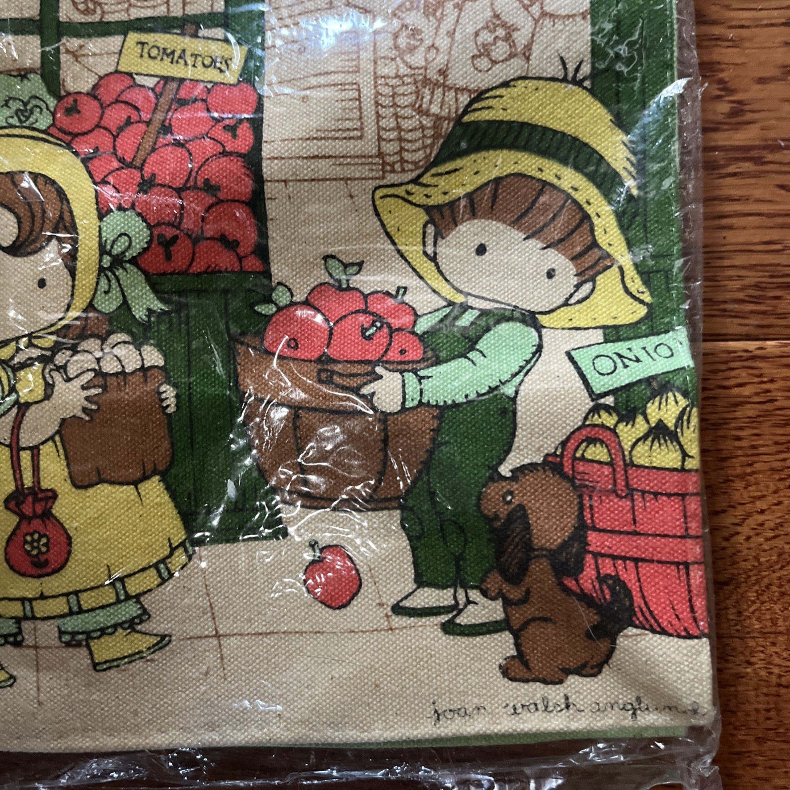 Joan Walsh Anglund 60/70’s Vintage GROCERY Cotton Illustrated Tote Bag NOS