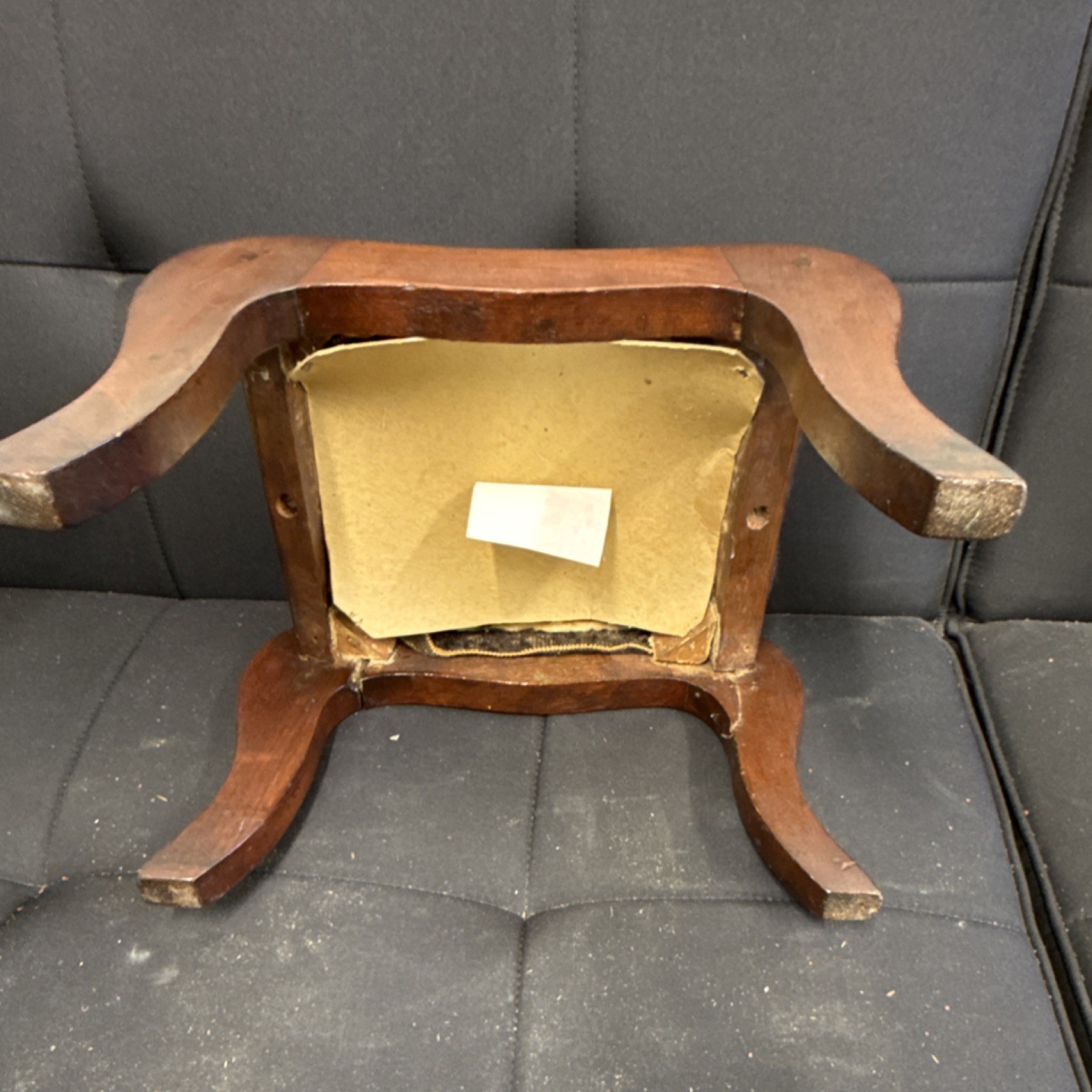 Antique Wooden Footstool Floral Needlepoint Rectangular Brown Red Green