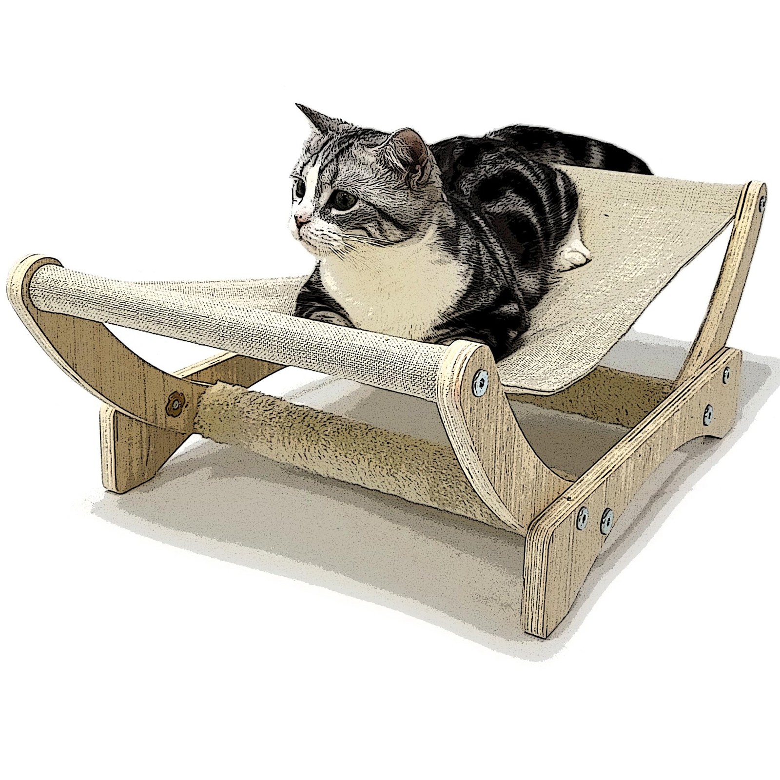 HeyKitten 24in Cat Hammock Elevated Couch Bed with Sturdy Stand Raised Loungi...