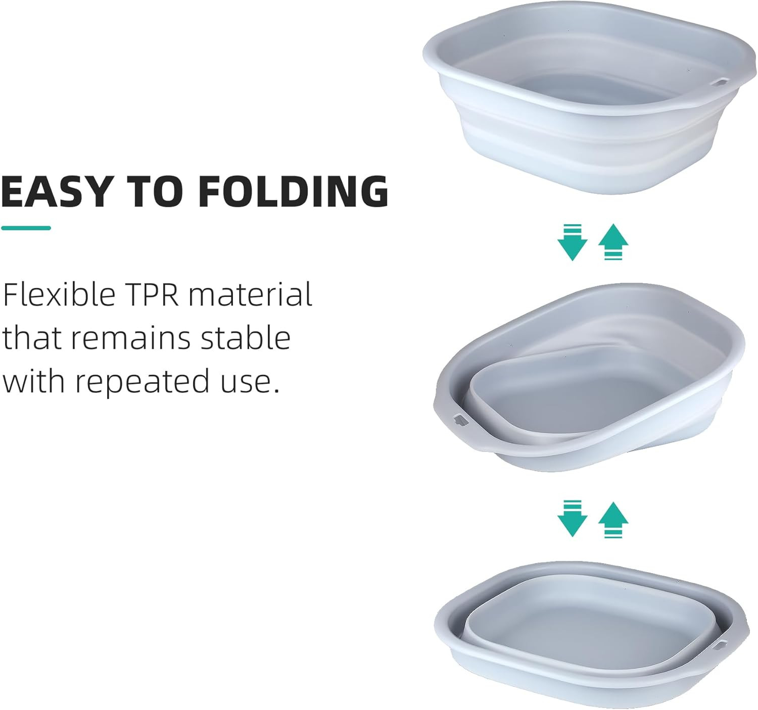 2 Pack Collapsible Wash Basin Set, Portable Sink for Kitchen, Camping, RV - Gray
