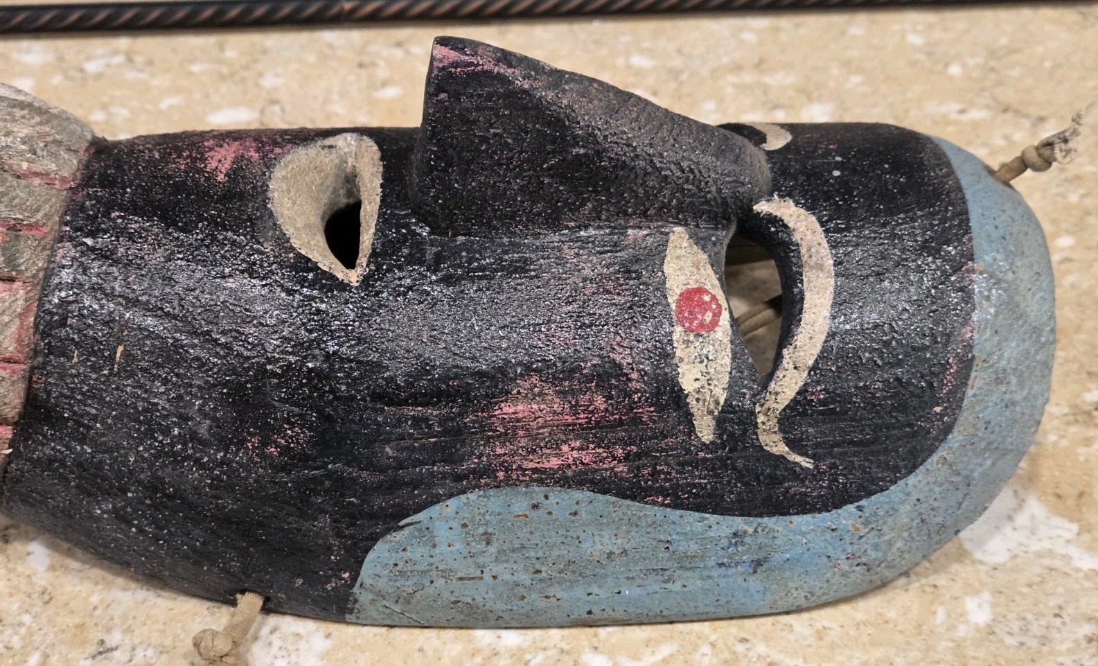 VINTAGE/ANTIQUE AUTHENTIC DANCE MASK HAND CARVED HAND PAINTED WOOD OLD