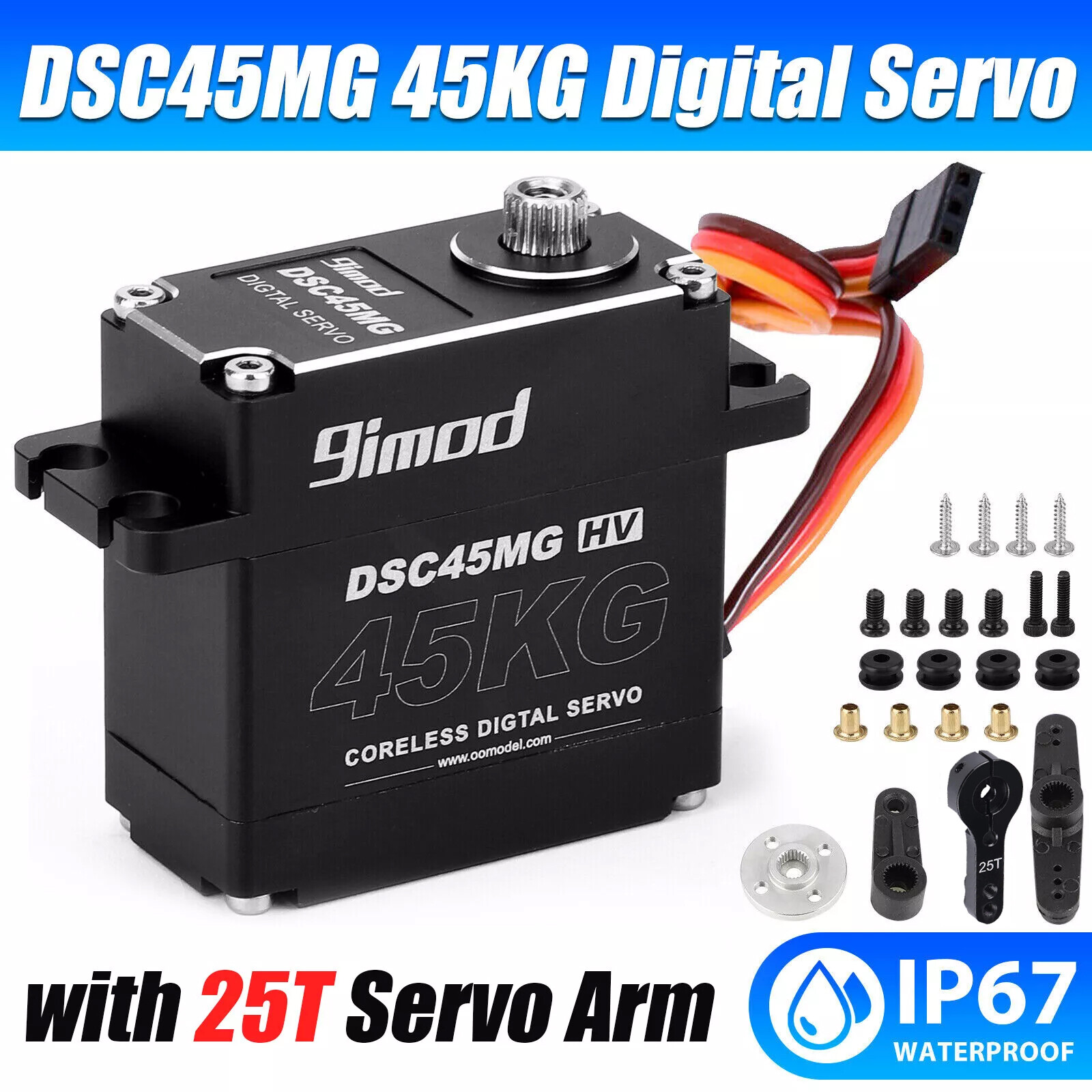 45KG Waterproof Digital Servo DSC45MG Metal Gear High Torque for 1/10 RC Crawler