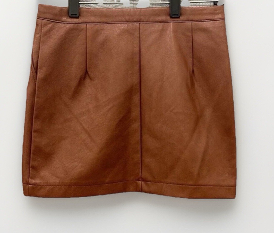New Shinestar Brown Tan Faux Leather Short Skirt Boho Women’s Size Small