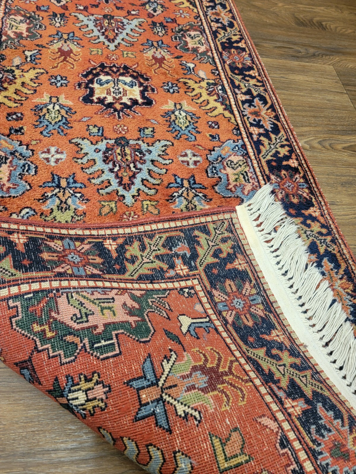 2'8×10ft Hand Knotted 100% Pure Wool Herize Design Runner Vintage Rub