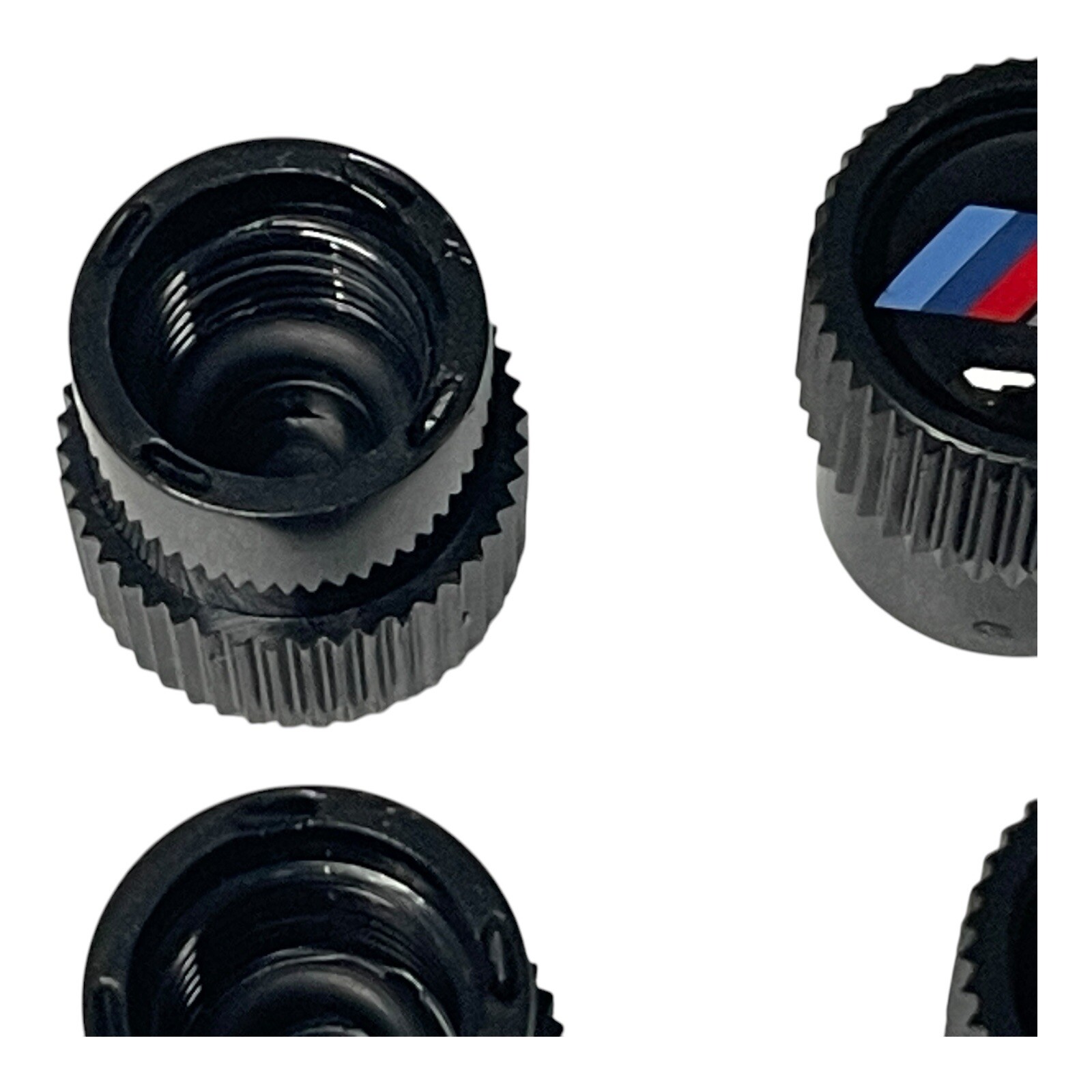 BMW M Performance Emblem Logo Black Tire Valve Stem Caps Set of 4 New