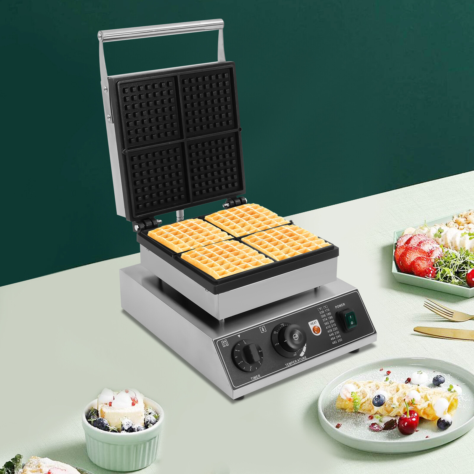 Commercial Electric Waffle Maker Belgian Waffle Baker Baking Machine Nonstick